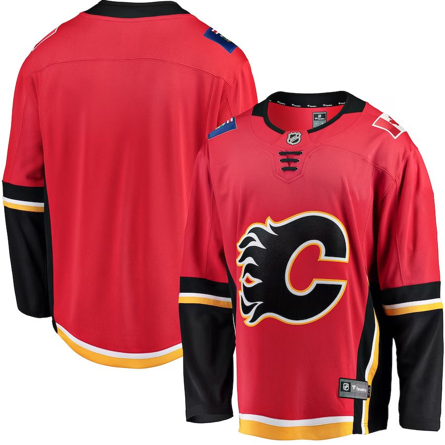 Men Calgary Flames Fanatics Branded Red Black Premier Breakaway Alternate NHL Jersey